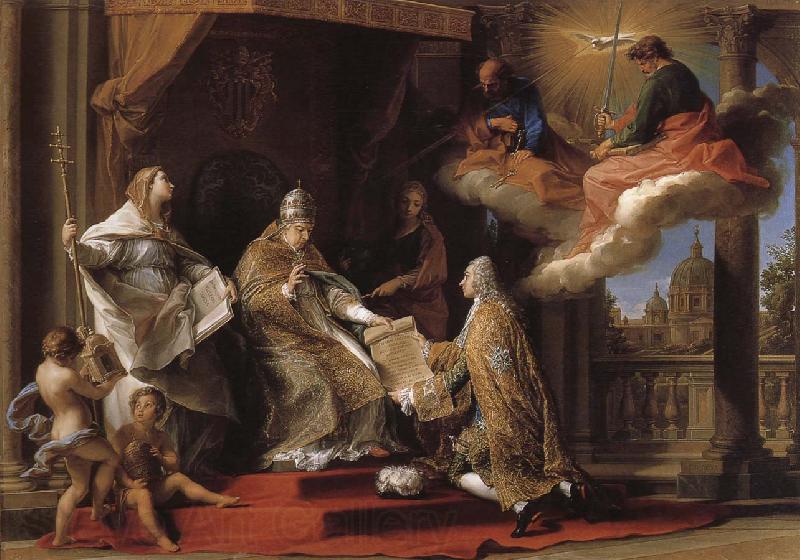 Pompeo Batoni Pope Benedict XIV to the Earl Owen Deke Yi-wide introduction of the Bible, didactic Norge oil painting art